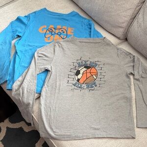 Cat and Jack Kids Long Sleeve Graphic Tees - Blue and Gray Size (M)8.